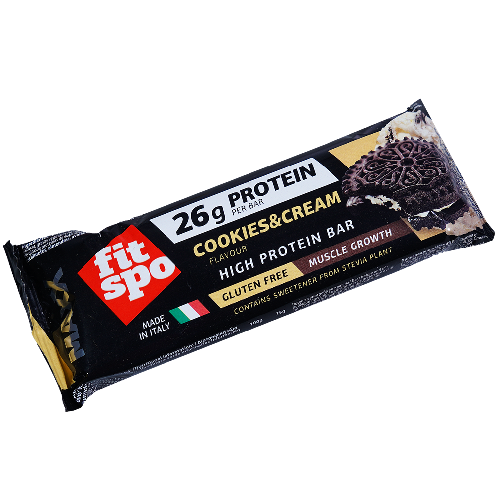 FITSPO Протеинов бар с бисквити и крем 75г