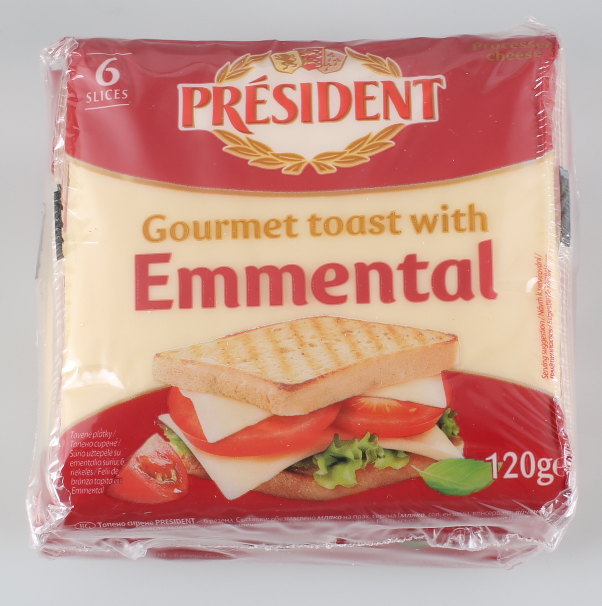 PRESIDENT Топено сирене ементал (3 бр x 120 г) 360 г