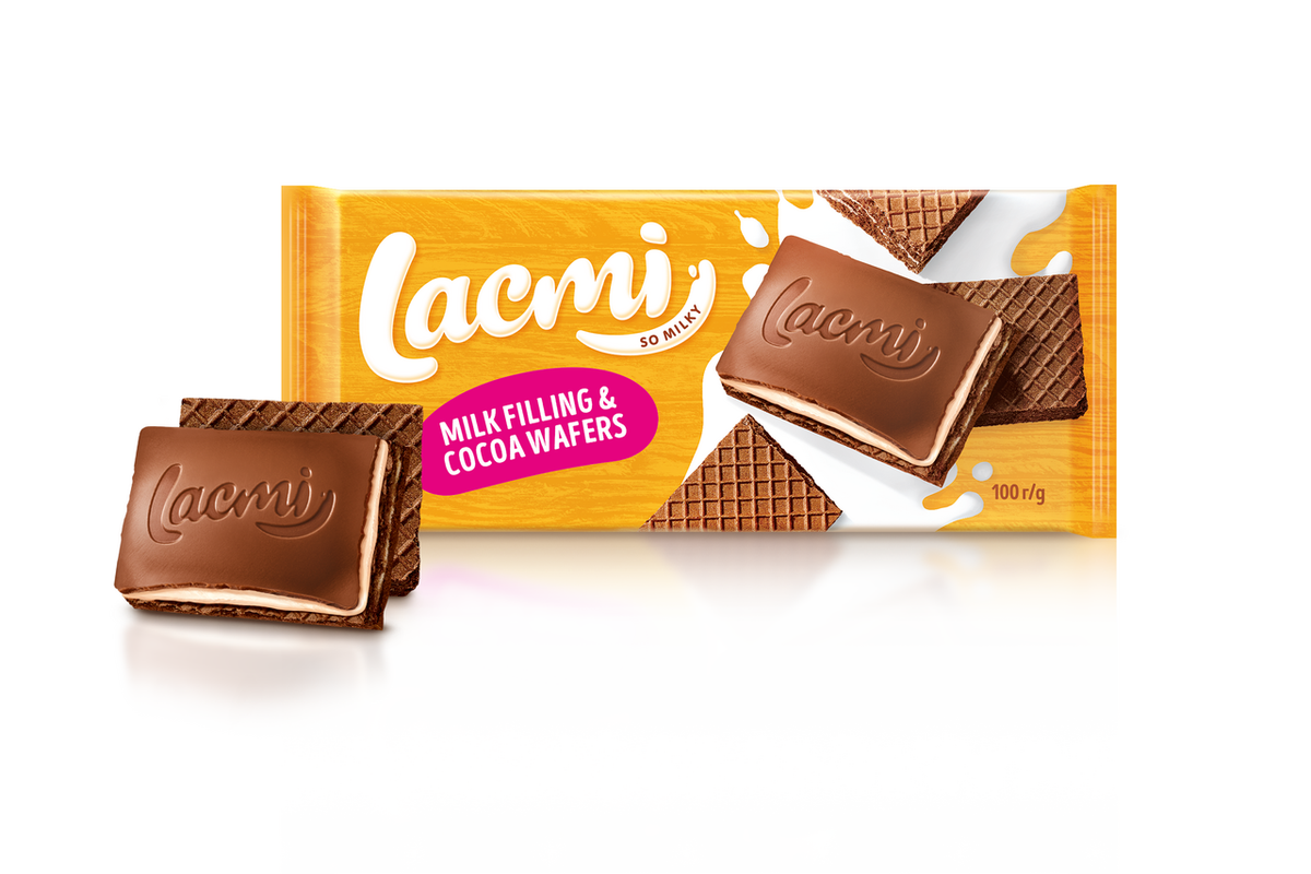 ROSHEN Шоколад с мечен пълнеж и вафли лакми 90г