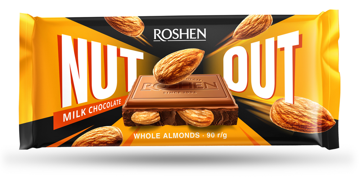 ROSHEN NUT OUT Шоколад тъмен с цял бадем 90 г