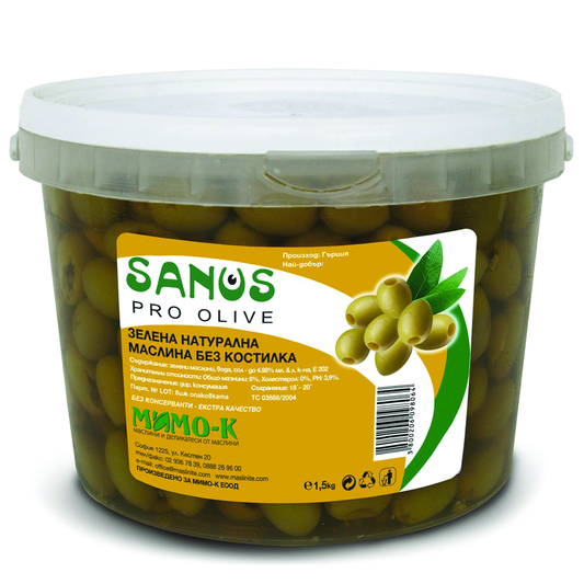 SANUS Маслини зелени без костилка 1,5кг