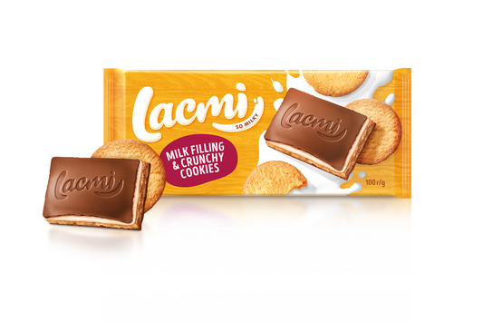 ROSHEN Шоколад с мечен пълнеж и бисквити лакми 100г