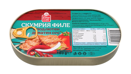 Fine Life Скумрия филе в подлютен доматен сос 180г