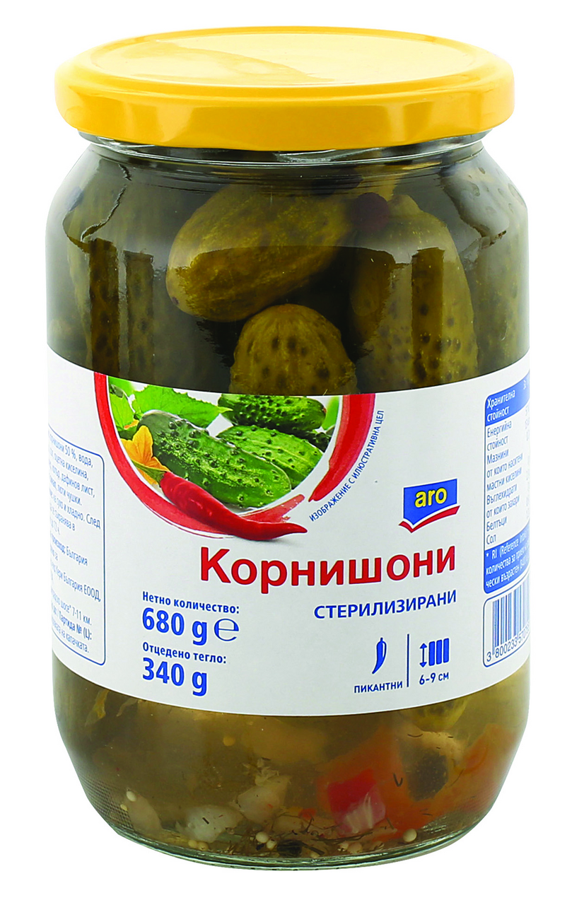 aro Стерилизирани корнишони пикантни 6-9 680г