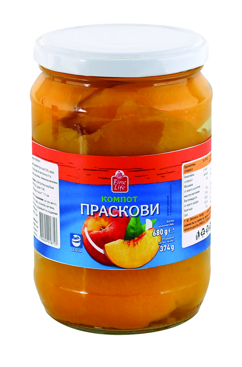 Fine Life Компот белени праскови 680г