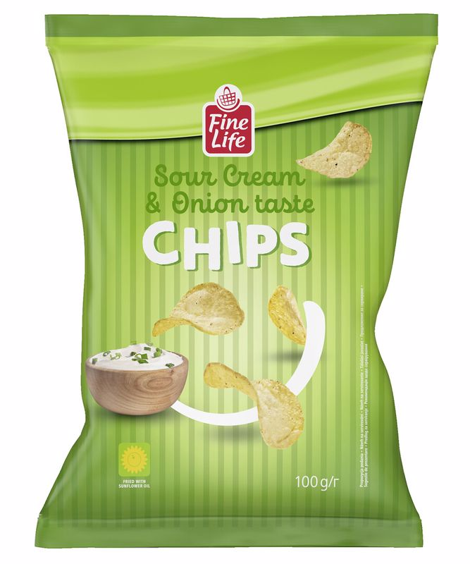 Fine Life Чипс със сметана и лук 100г