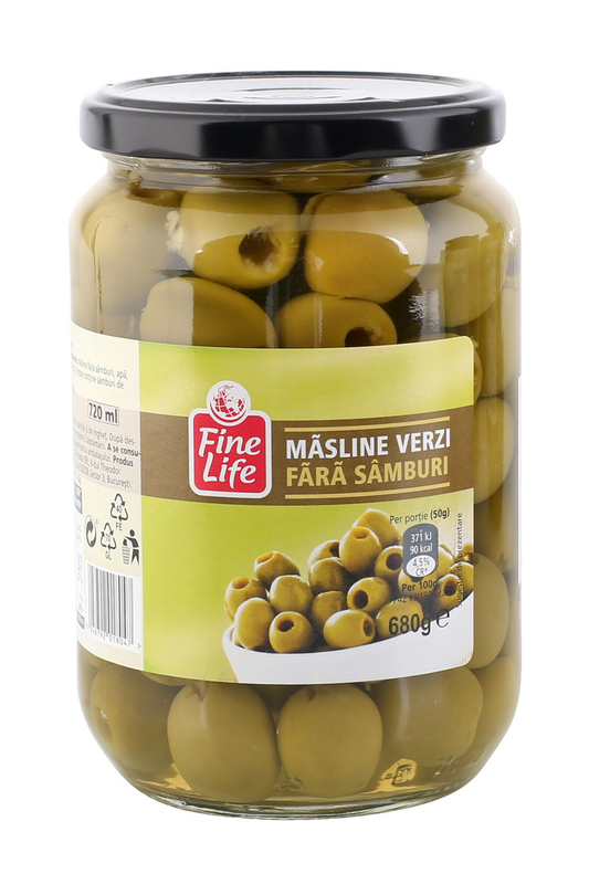 Fine Life Зелени маслини без остилка 680г