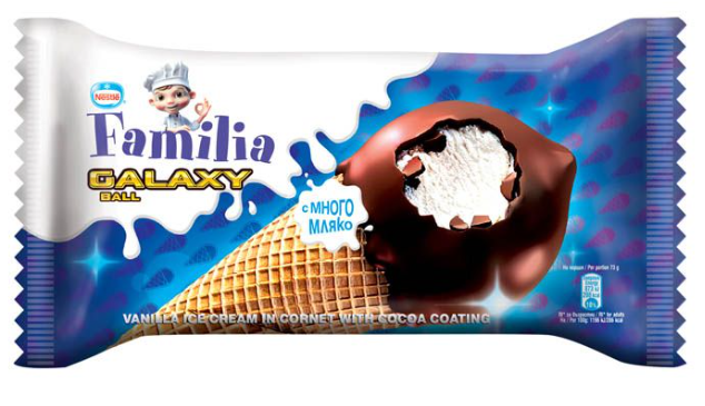Nestle Familia Сладолед GALAXY ванилия 40 бр x 75 г / 3 кг