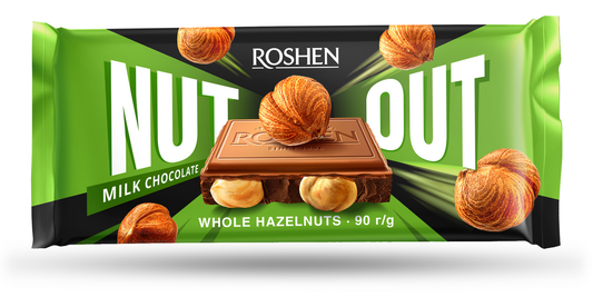 ROSHEN NUT OUT Шоколад млечен с цял лешник 90 г