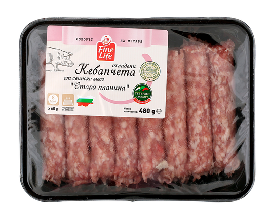 Fine Life Кебапчета свински Стара Планина 8 x 60 г / 480 г
