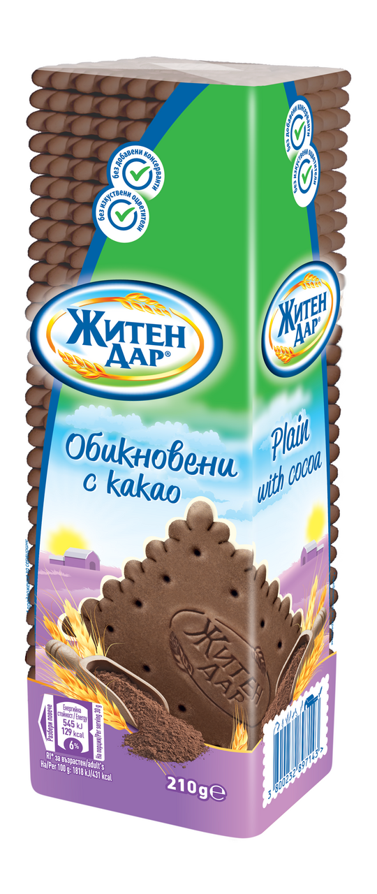 ЖИТЕН ДАР Oбикнoвени бисквити какао 210 г